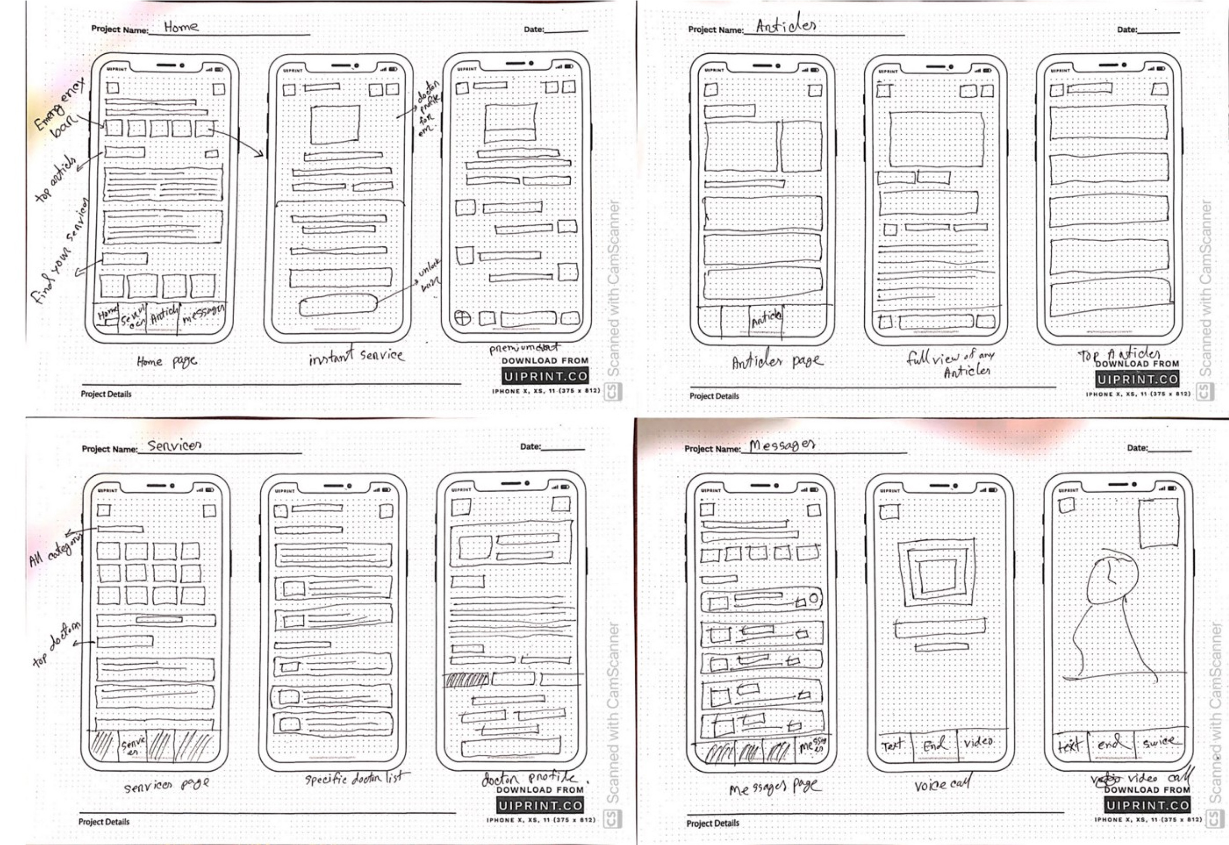 Low fidelity sketches